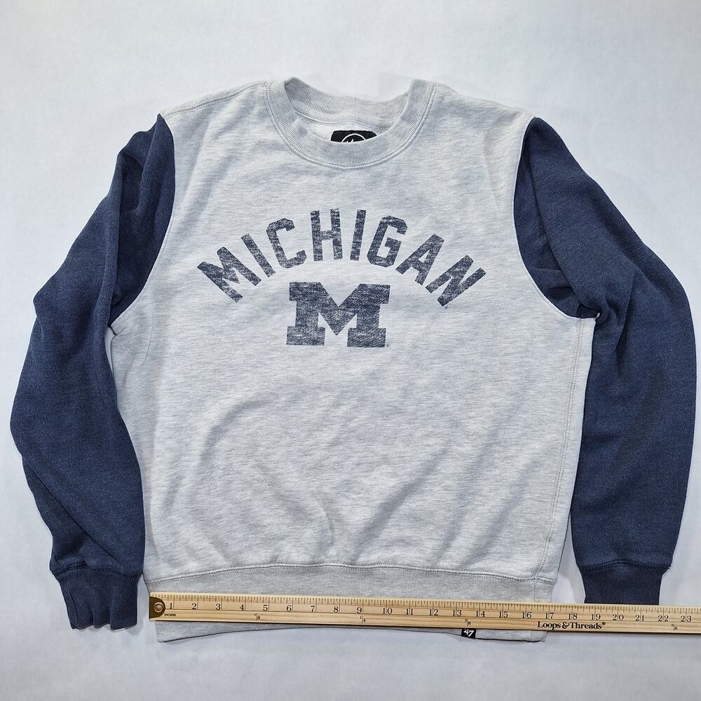 '47 Men's Small Michigan Wolverines Grey Fells Boulevard Crew Neck Sweatshirt - Picture 11 of 13